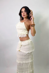 Set Top y Falda Olanes Beige
