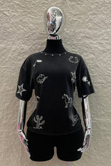 Tshirt Oversize Cow Boy Negra