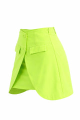 Falda Con Botones Color Verde Neon