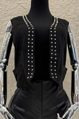 Chaleco Velvet Estoperoles Negro