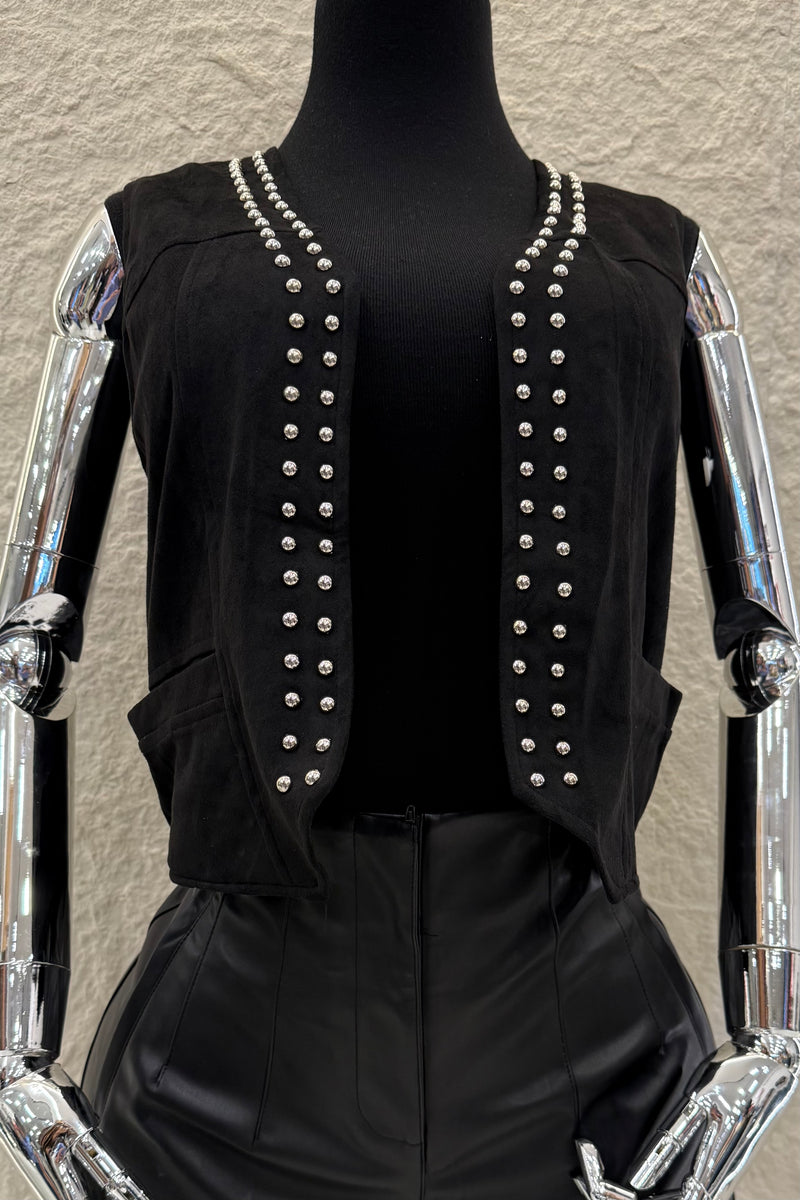 Chaleco Velvet Estoperoles Negro