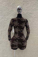 Vestido Manga Larga Mesh Cafe