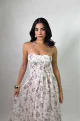Vestido Midi Floreado Rosa