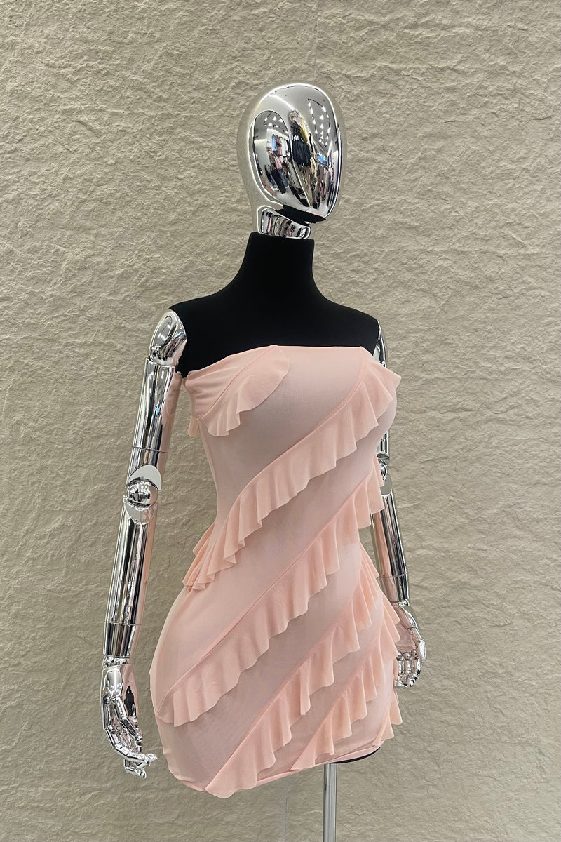 Vestido Corto Strapple Rosa