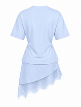 Tshirt Asimetrica Encaje Azul