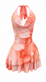 Vestido Mesh Escotado Naranja