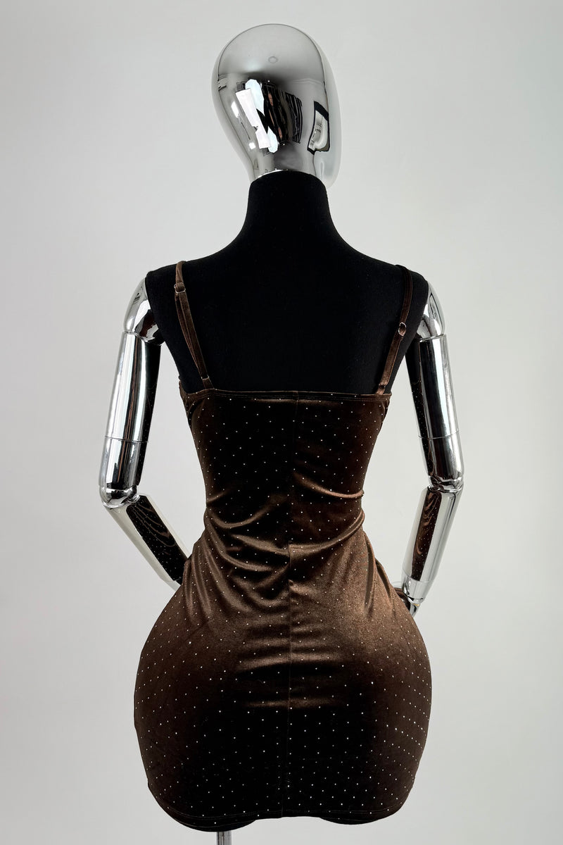Vestido Terciopelo Rhinestone Cafe