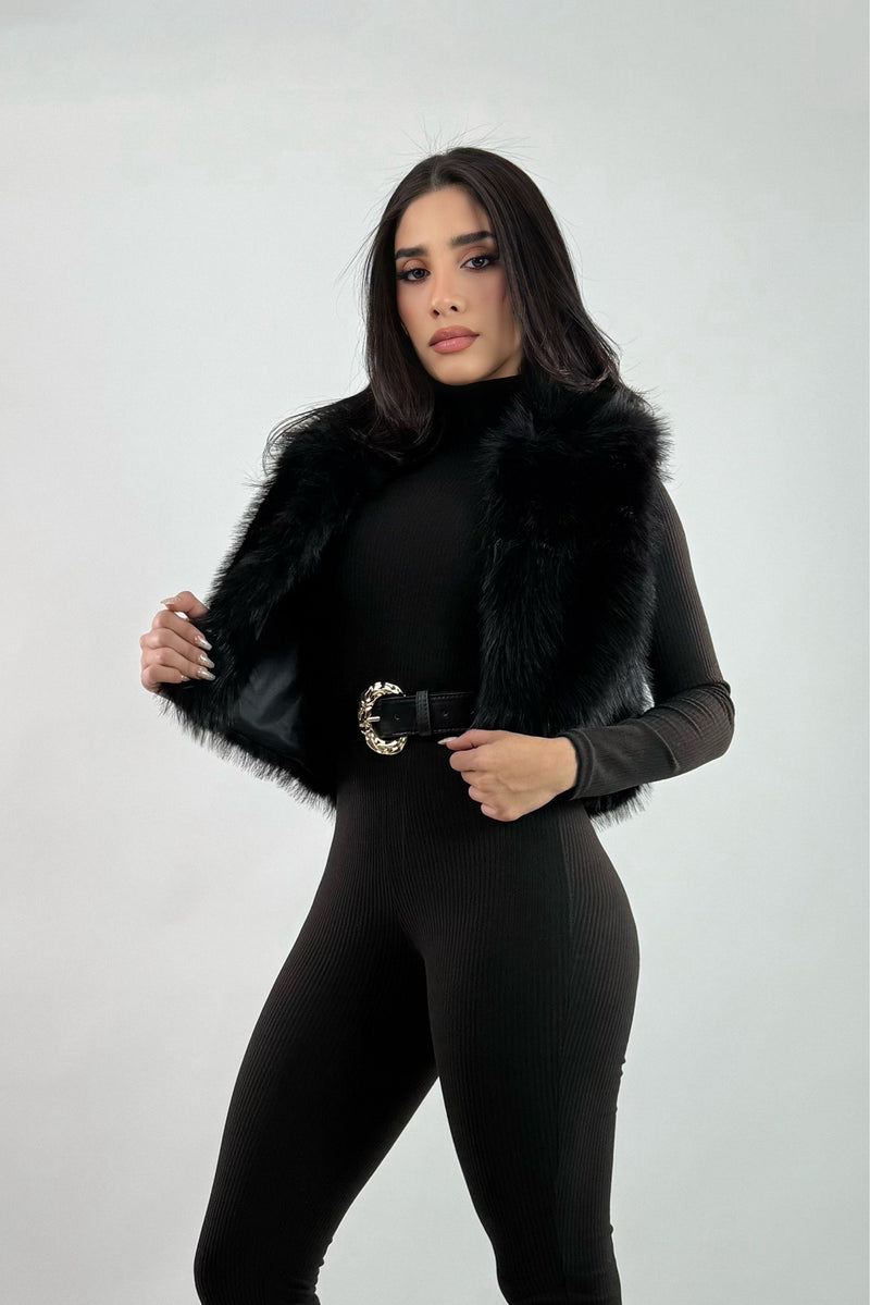 Chaleco Fox Fur Negro