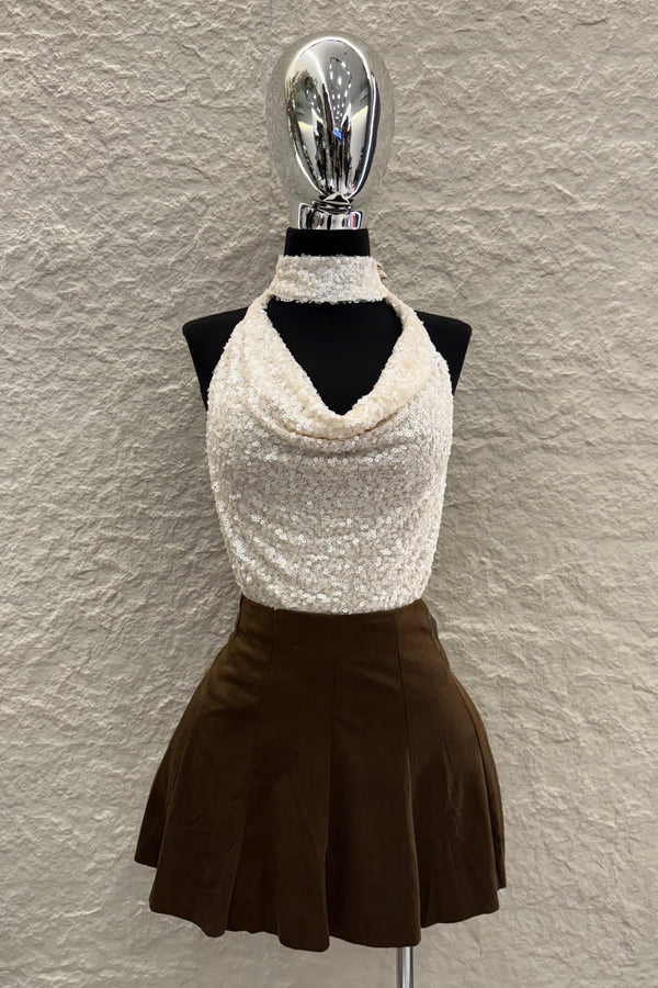 Falda Corta Plisada Espresso