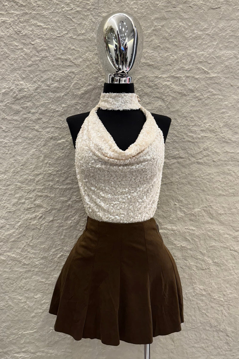 Falda Corta Plisada Espresso