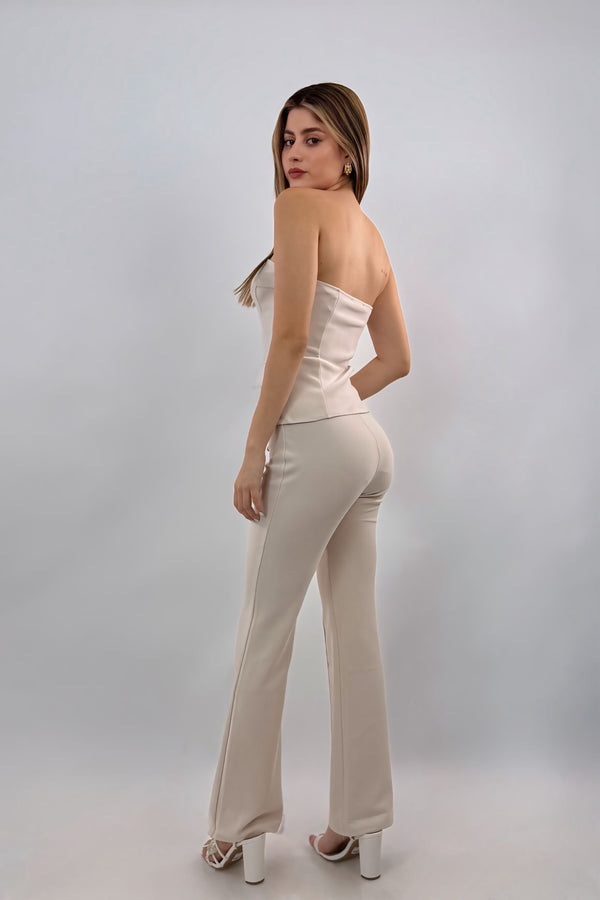 Set Top y Pantalon Beige
