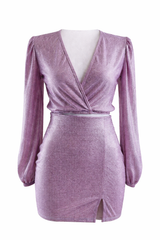 Set de Falda Con Top Lila Brilloso