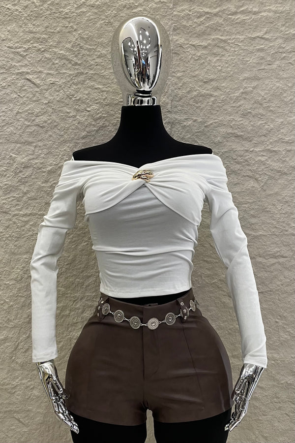 Short Vinipiel con Cinto Cafe