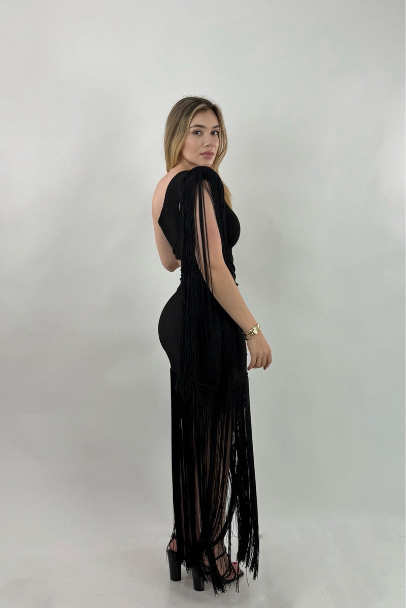 Vestido Corto Tiras Abajo Negro