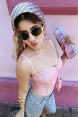 Pantiblusa Encaje Corset Rosa