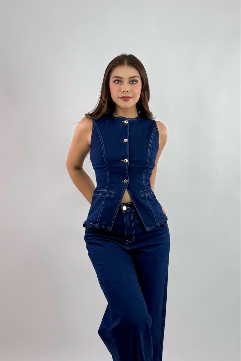Set Chaleco y Pantalon Denim