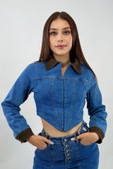 Jacket Corta Manga Larga Denim App Cafe