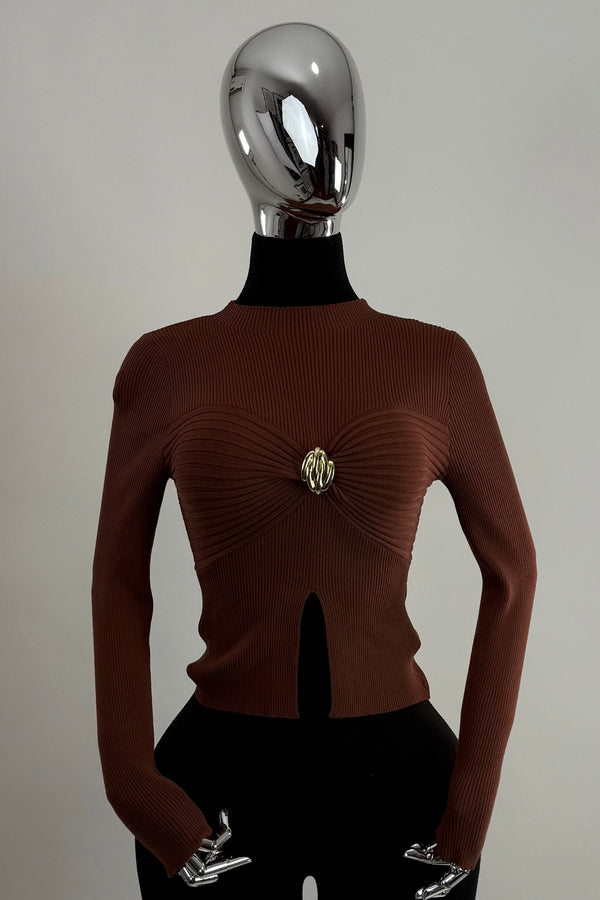Blusa Manga Larga App Dorada Chocolate