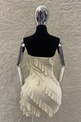 Vestido Beige con Olanes