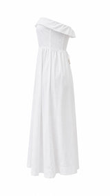 Vestido Strapless Midi Strapless Blanco