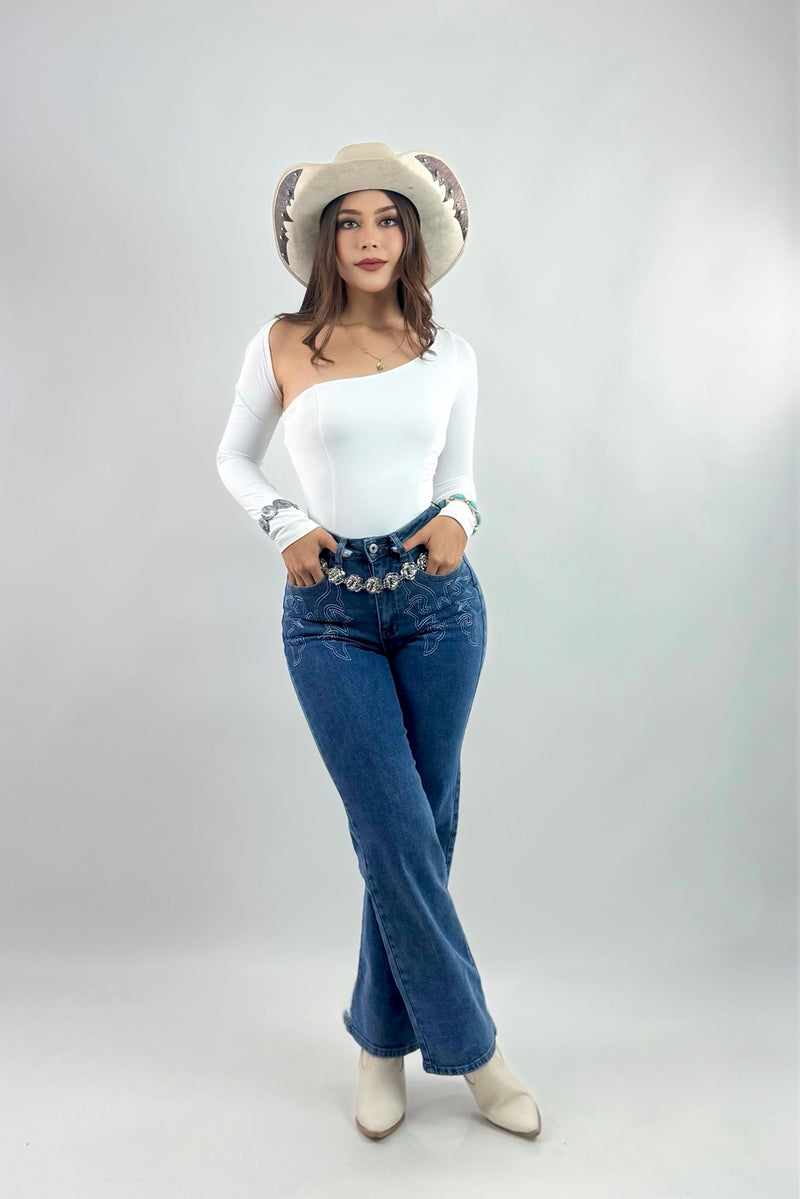 Pantiblusa Asimetrica Manga Larga Blanco