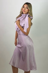 Vestido Cuello Ruffle Rosa