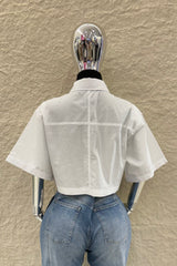 Camisa Corta App de Bolsas Blanca