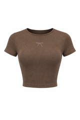 Crop Top App de Moño Rhinestone Cafe