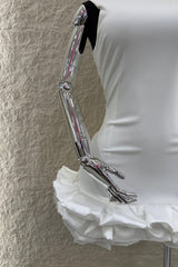Vestido Corto Ruffle White