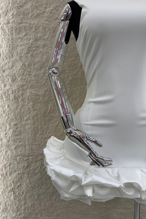 Vestido Corto Ruffle White