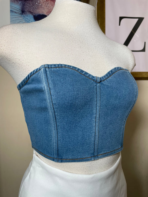 Crop Top Denim Strapple