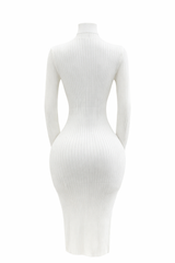 Vestido Manga Larga Cuello Tortuga Blanco