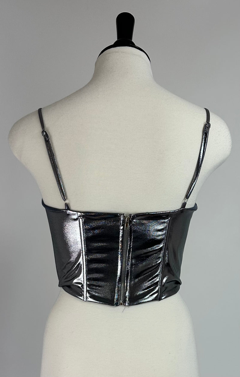 Top Corset Metalico Plata