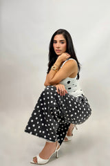 Pantalon Wide Leg Polka Negro
