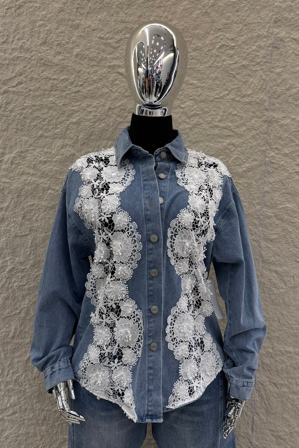Camisa de Encaje Manga Larga