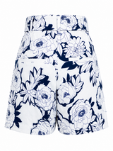 Short Floreado Blanco con Azul
