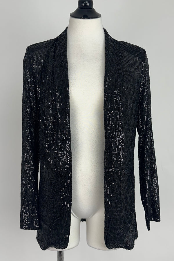 Blazer Cardigan De Lentejela Negro