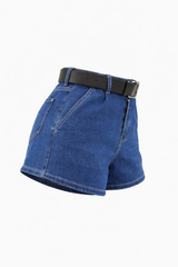 Short con Cinto Negro Denim