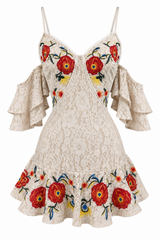 Vestido De Encaje De Flores