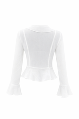 Blusa Manga Larga Ruffle Blanco