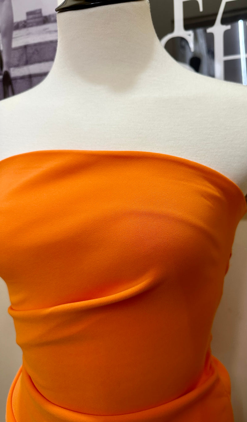 Blusa Strapple Larga Asimetrica Naranja