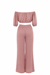 Set de Pantalon Off Shoulder Rosa
