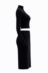 Set Blusa y Falda Tela Punto Negro