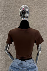Crop Top Basic de Mangas Cafe