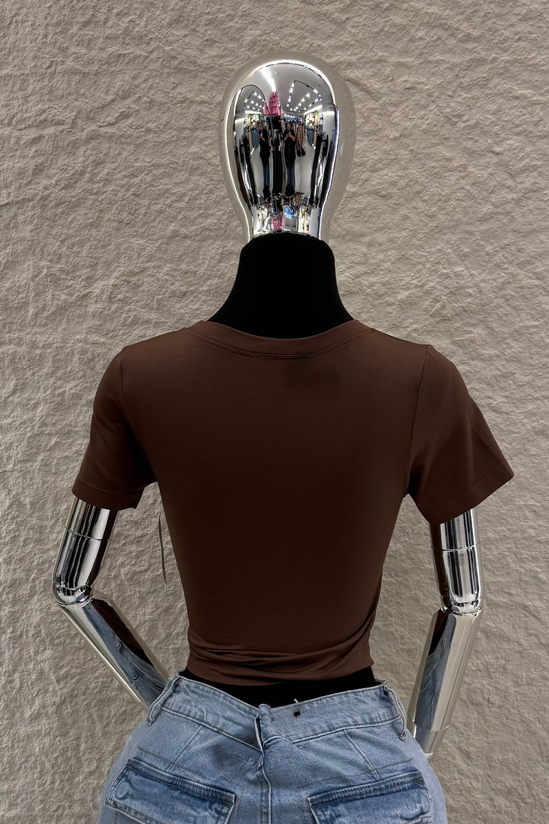 Crop Top Basic de Mangas Cafe