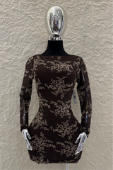 Vestido Manga Larga Mesh Cafe