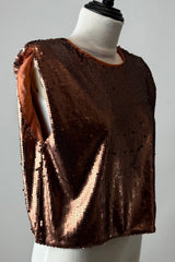 Blusa Corta Suelta de Lentejuela Chedron