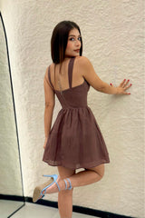 Vestido Corto Corset Cafe
