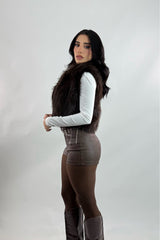 Short Vinipiel con Cinto Cafe