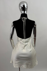 Vestido Satinado Halter Ivory